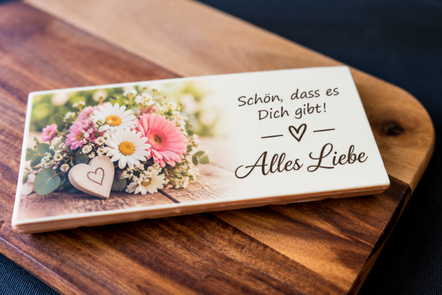 Tafel Vollmilchschokolade mit Ihrem Foto und/oder Text